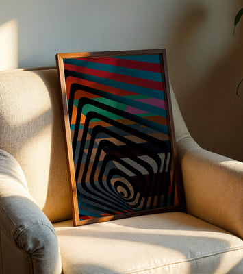 Colorful Geometric Abstract Art with Concentric Stripes