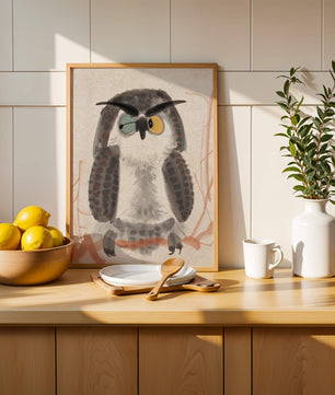 Whimsical Owl Illustration with Colorful Eyes