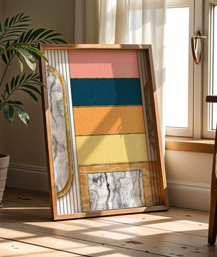 Abstract Geometric Art with Gold and Marble Accents