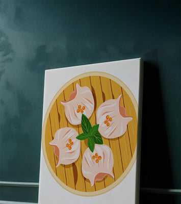 Illustration of traditional dim sum dish with vibrant colors