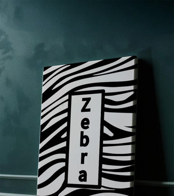 Elegant zebra print design with bold text accent