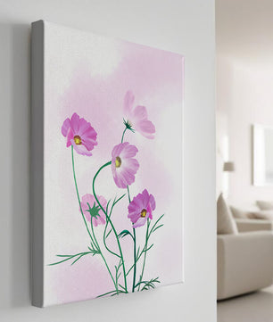 Delicadas flores de cosmos rosa sobre un fondo pastel suave