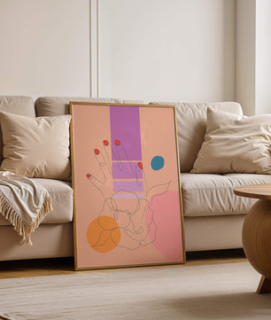 Abstract Line Art with Geometric Shapes and Hand Illustration
