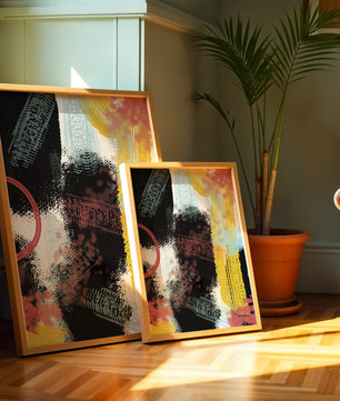 Abstract brush stroke art with vibrant colors on textured background