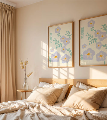 Floral design with pastel flowers and abstract leaves