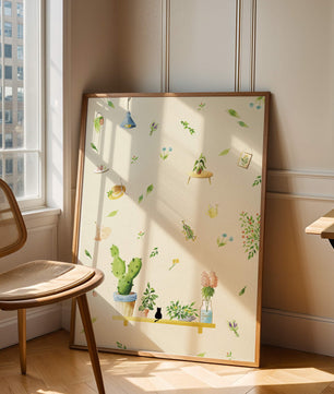 Illustration décorative avec des plantes et des éléments chaleureux