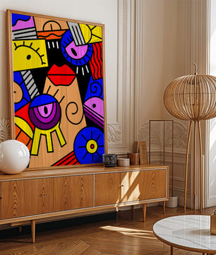 Abstract Geometric Pop Art with Bright Colors and Shapes - Mi tienda