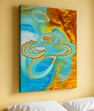Abstract vibrant swirls in blue and orange colors