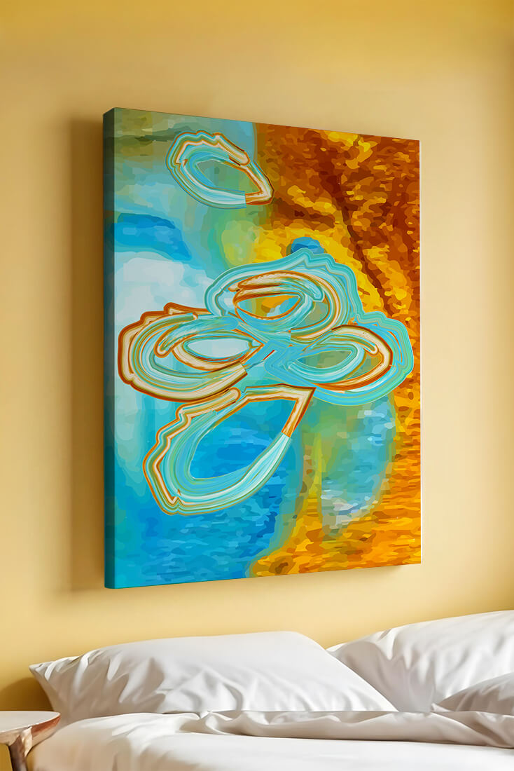 Abstract vibrant swirls in blue and orange colors