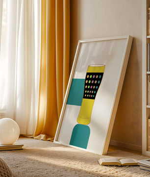 Colorful abstract illustration of a pint glass with dotted pattern