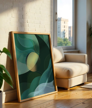 Formas fluidas abstractas verdes y azules con efecto degradado