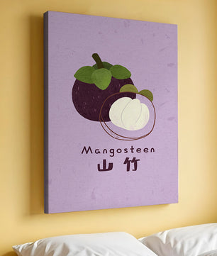 Illustration de fruit de mangoustan avec fond violet