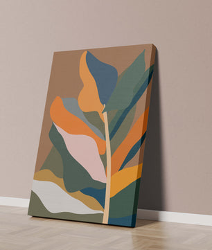 Abstract Botanical Illustration with Earthy Tones and Organic Shapes