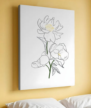 Elegante Pfingstrosen-Linienkunst mit goldenen Akzenten