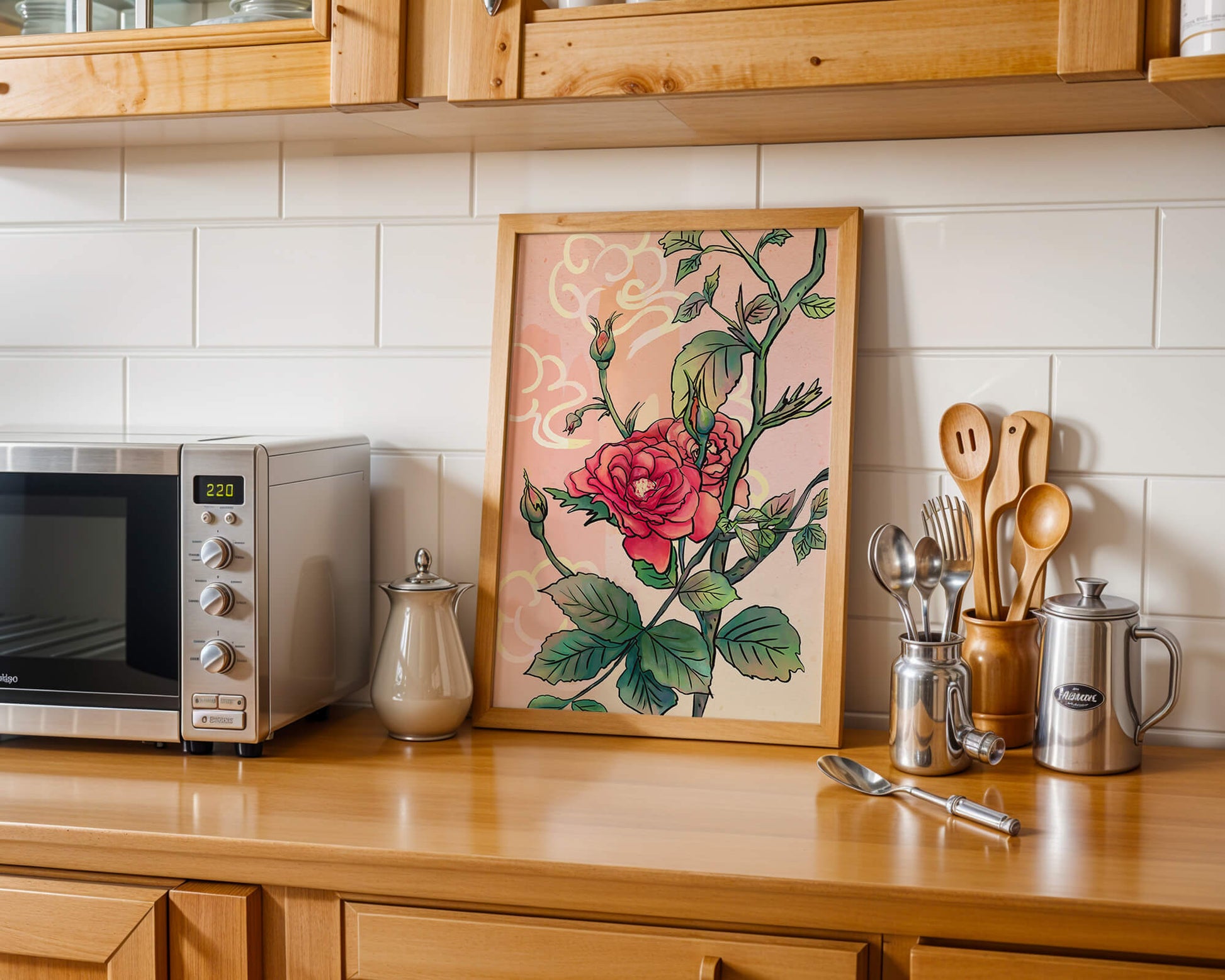 Ilustración Elegante de Rosa con Fondo Pastel Suave