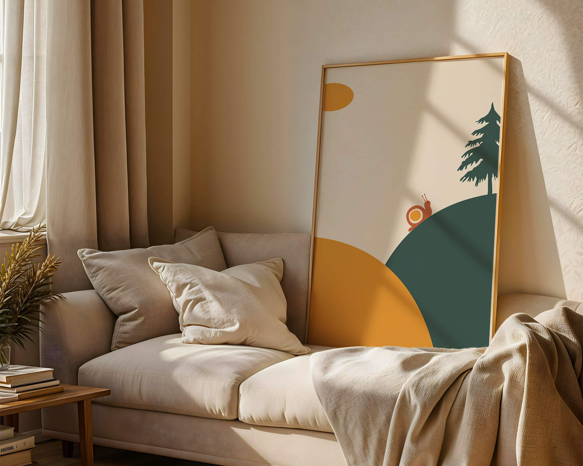 A Snail Climbing a Hill in Minimalist Nature Art - Mi tienda