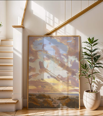 Serene landscape with morning sky and open fields