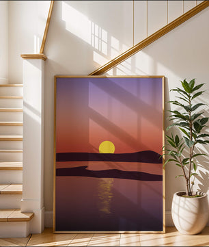 Sunset Over Tranquil Water with Vibrant Sky