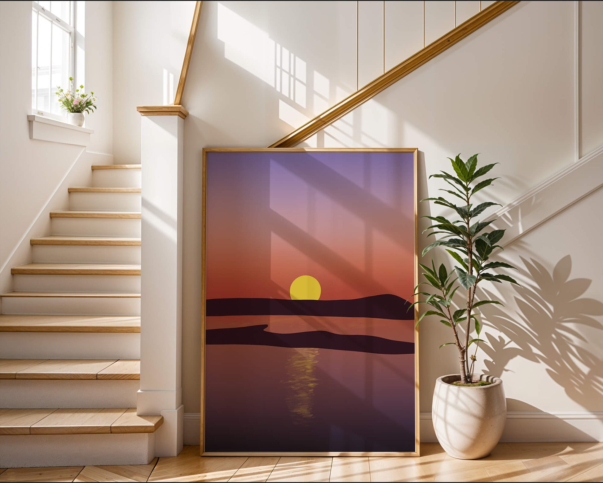 Sunset Over Tranquil Water with Vibrant Sky