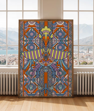Oiseau géométrique coloré avec motifs détaillés