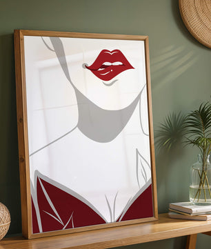 Minimalist Art with Red Lips and Elegant Dress - Mi tienda