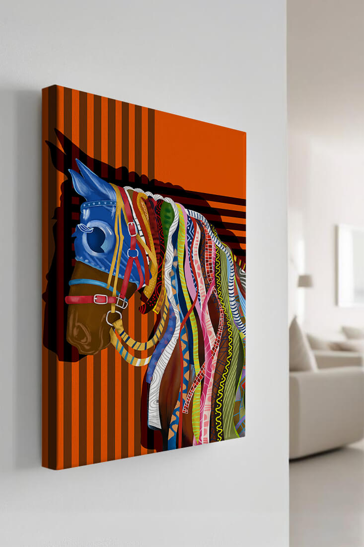 Colorful abstract horse art with intricate patterns