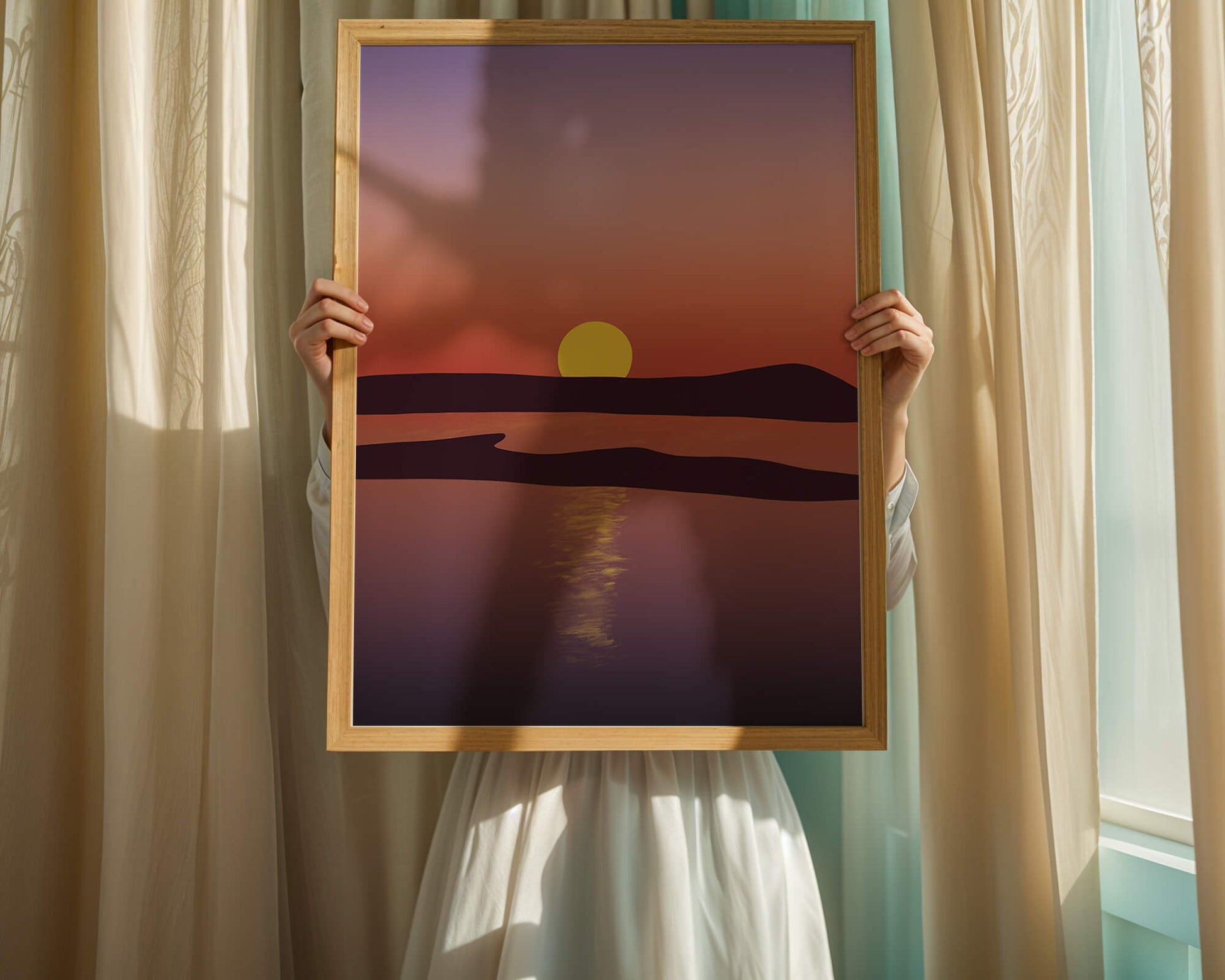 Sunset Over Tranquil Water with Vibrant Sky