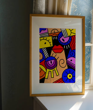 Abstract Geometric Pop Art with Bright Colors and Shapes - Mi tienda