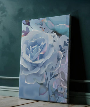 Serene Blue Roses With Delicate Leaves on Soft Background