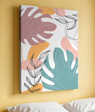 Illustration botanique abstraite avec des motifs de feuilles colorés