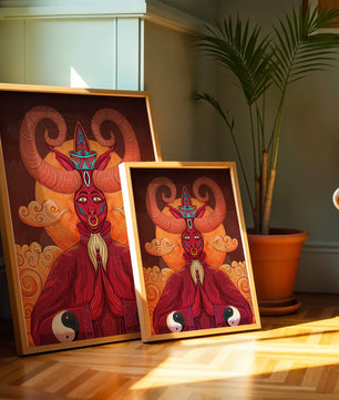 Mythical creature artwork with intricate patterns and symbolism