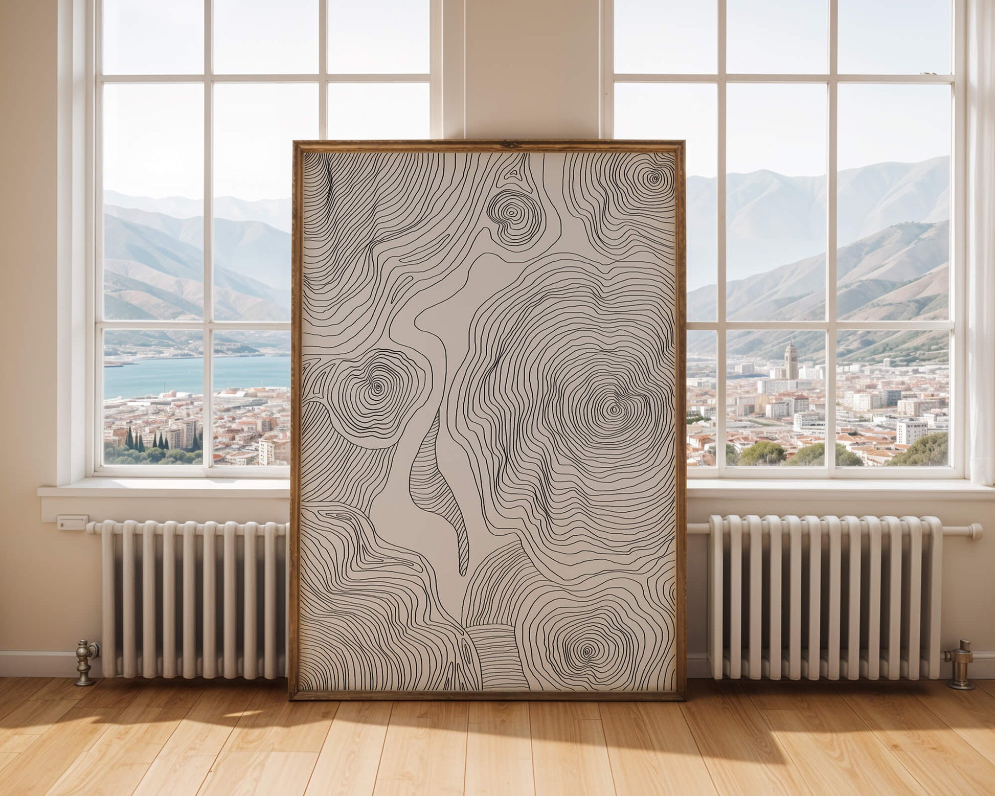 Art linéaire topographique abstrait avec des motifs tourbillonnants