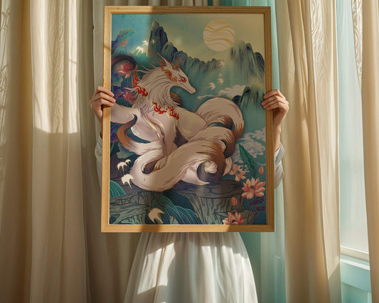 Mythical Fox in Vibrant Fantasy Landscape