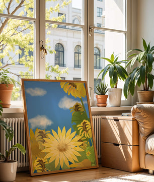 Sunny Sunflowers Against a Bright Blue Sky