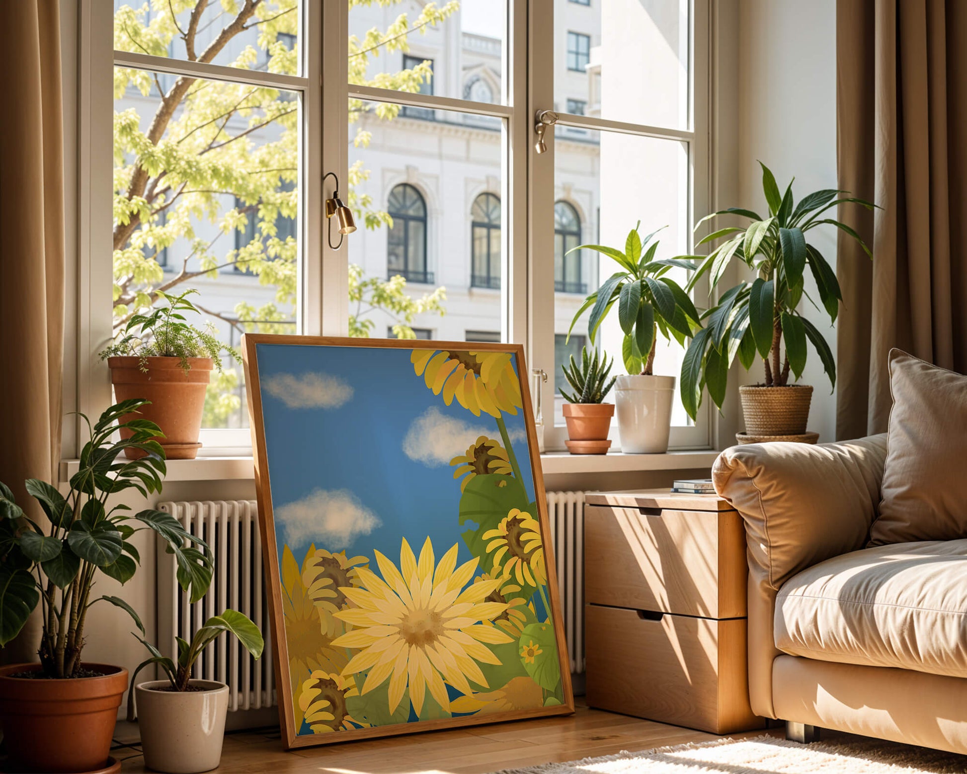 Sunny Sunflowers Against a Bright Blue Sky