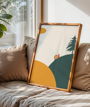 A Snail Climbing a Hill in Minimalist Nature Art - Mi tienda