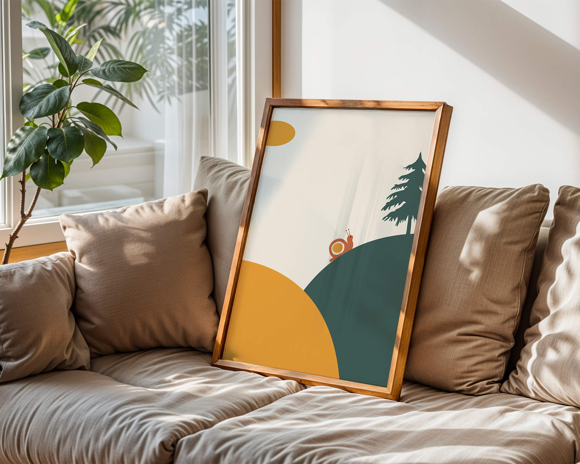 A Snail Climbing a Hill in Minimalist Nature Art - Mi tienda