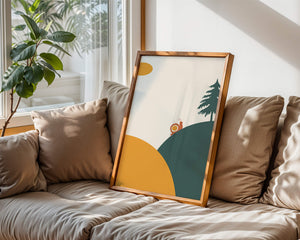 A Snail Climbing a Hill in Minimalist Nature Art - Mi tienda