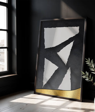 Abstract geometric design with gold and black elements