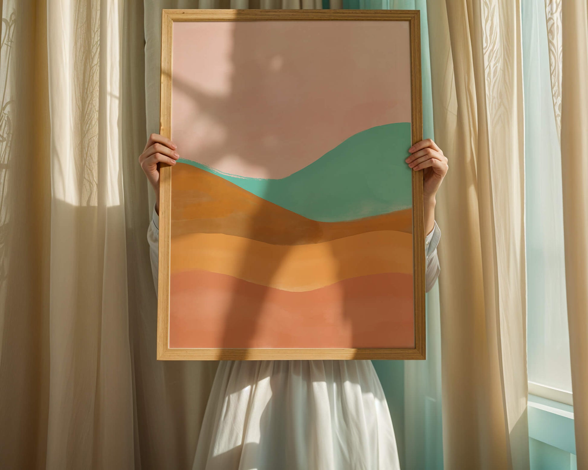 Abstract Landscape with Soft Colors and Flowing Hills