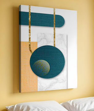 Abstract geometric design with gold accents and textured elements