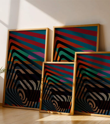 Colorful Geometric Abstract Art with Concentric Stripes