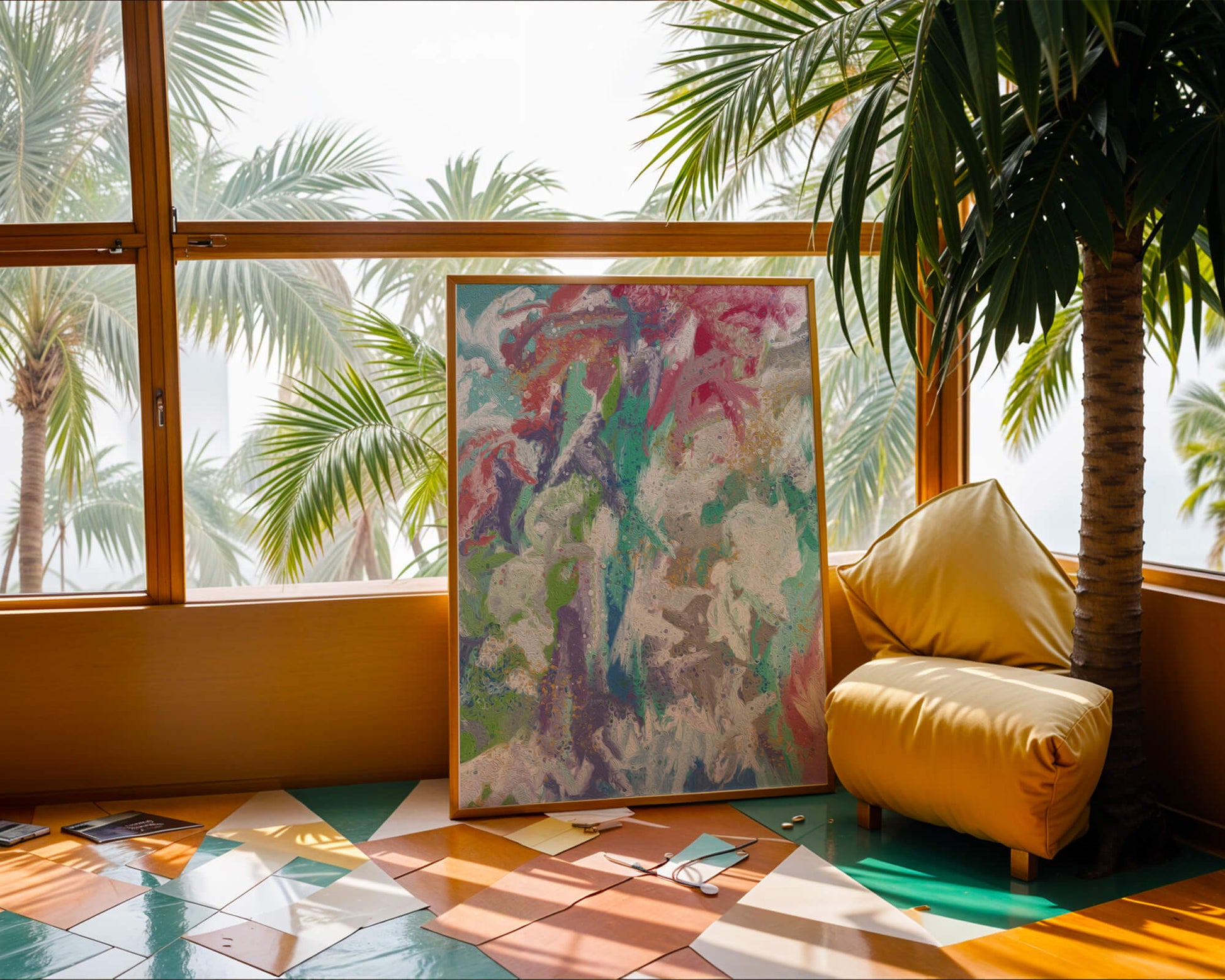 Abstract Colorful Flowing Waves with Textured Patterns