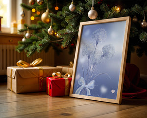 Carnations With Sparkles And Ribbon On Blue Background - Mi tienda