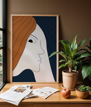 Abstract Portrait with Stylized Hair and Minimalist Design - Mi tienda