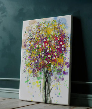 Abstract expressionist floral tree with vibrant colors