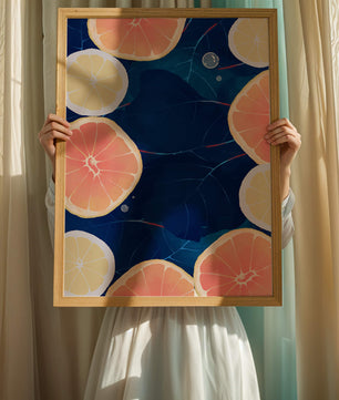 Frutas cítricas coloridas sobre fondo oscuro de hojas