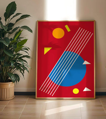 Abstract geometric shapes with bold colors and lines