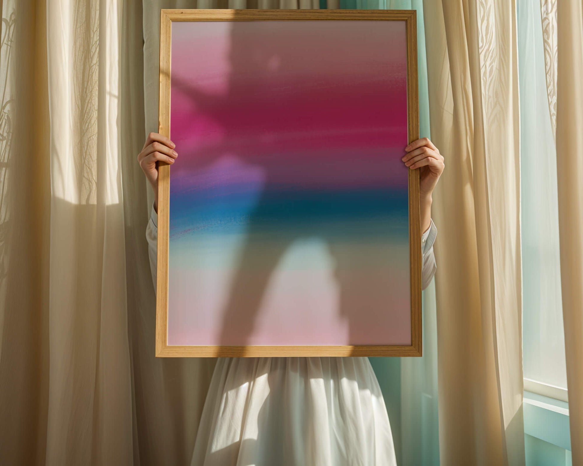 Degradado vibrante con tonos rosados y azules