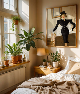 Elegant Woman in Vintage Fashion with Black Suit and Hat